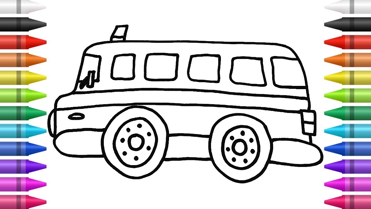 Comment dessiner et colorier un bus  Kidsat